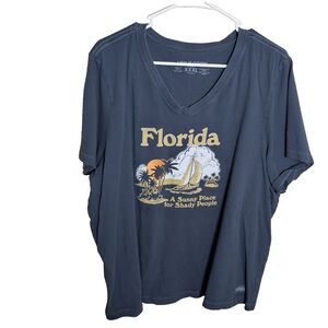 Life Is Good T-Shirt Women's XXXL Blue V-Neck Short Sleeve Florida Shirt